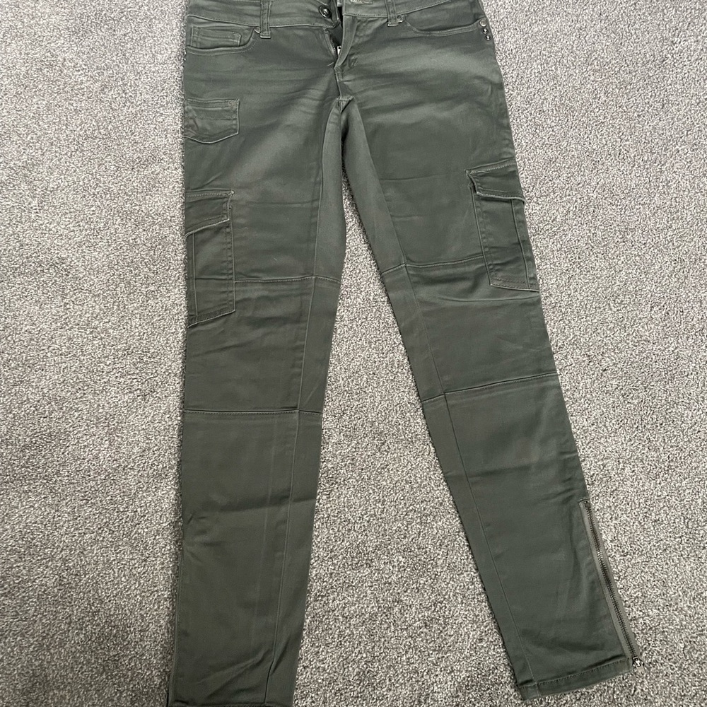 Fusion brand Olive Green Cargo Style fitted Jeans with Ankle Zipper size 5